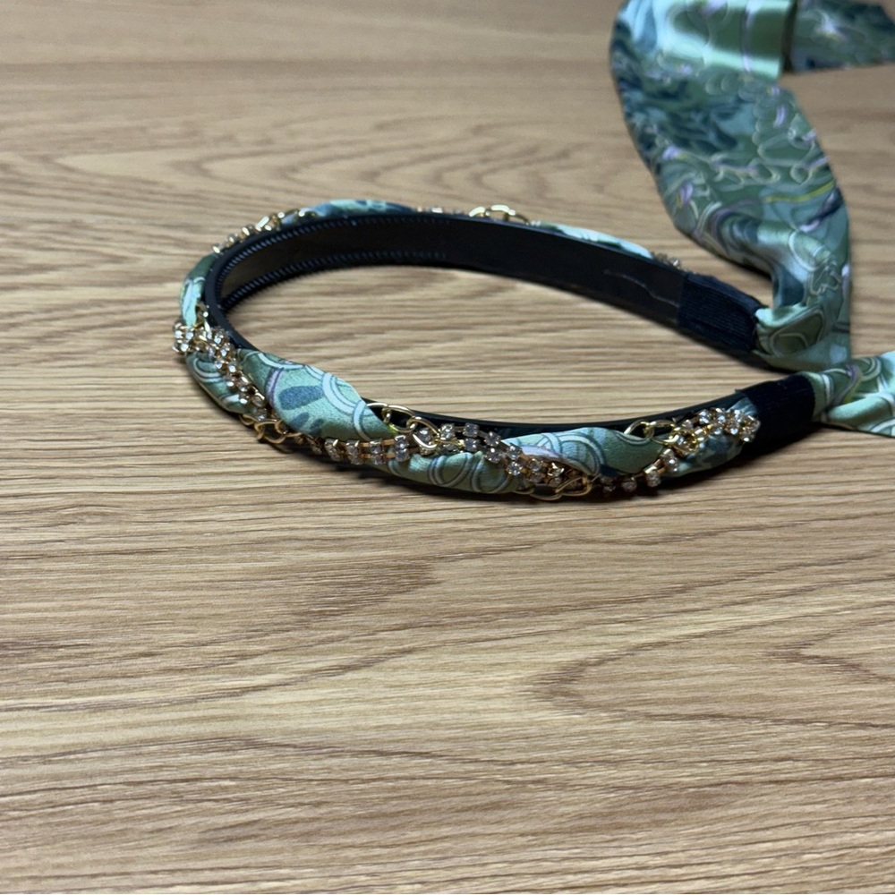 Elegant Green Patterned Headband jeweled rhinestone Korean hair accessories - Picture 2 of 5